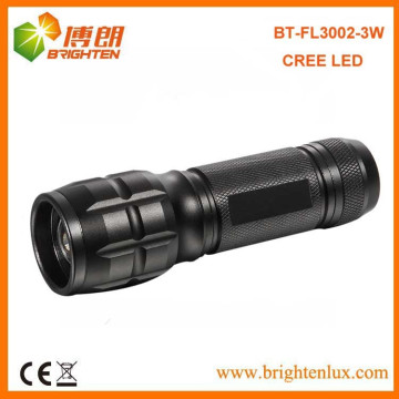 China Fabrik-Versorgung CE genehmigt justierbare Fokus 3Watt Aluminium beste CREE LED Taschenlampe mit 3 * AAA Batterie